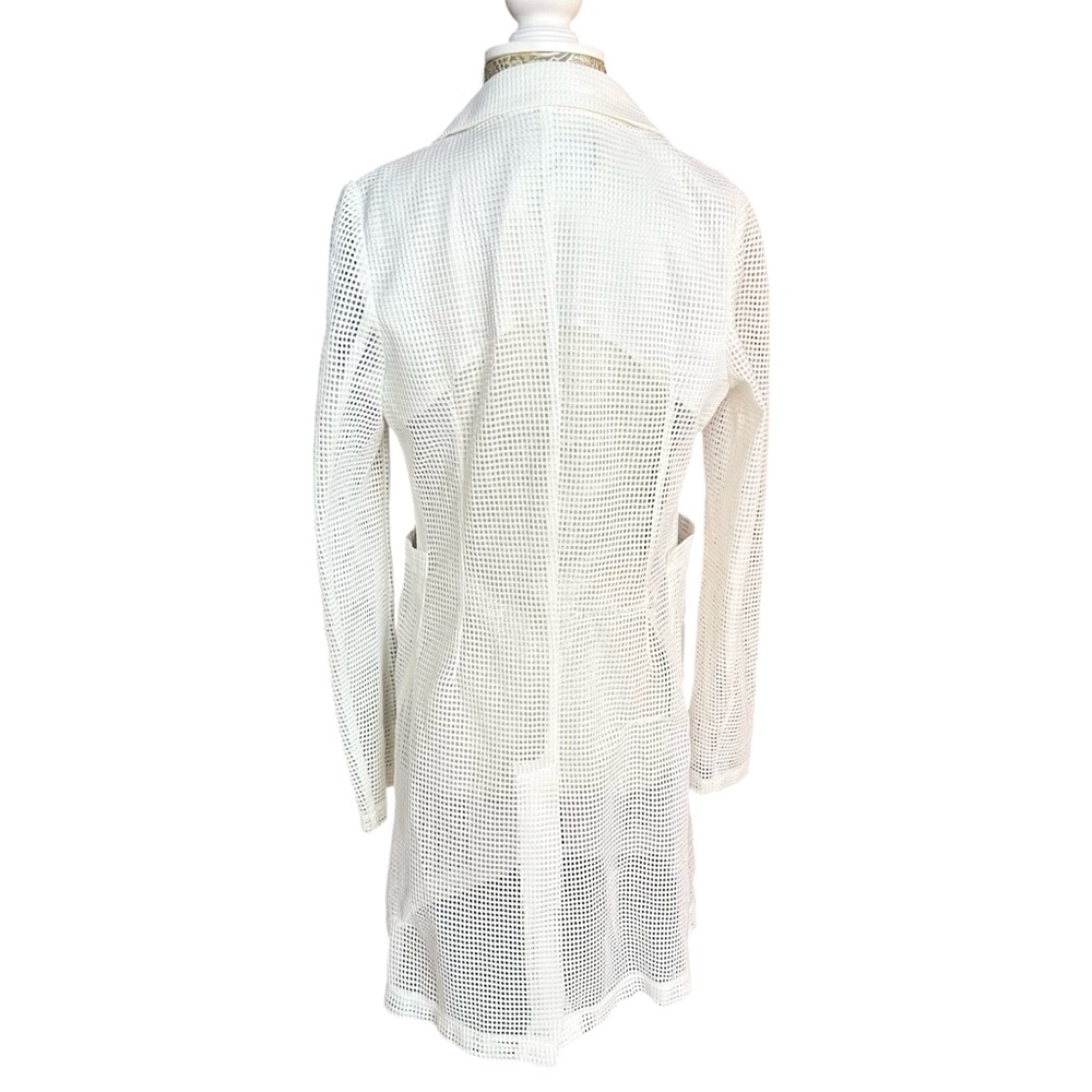 Naked Wardrobe Mesh White Blazer Lab Coat Office Siren Bridal Guest Size Large - Picture 3 of 7